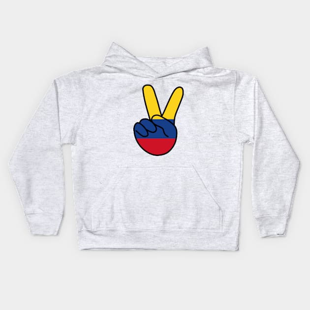 Colombia Flag V Sign Kids Hoodie by DiegoCarvalho